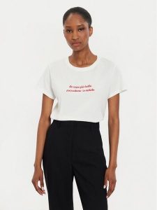 ViCOLO T-Shirt RB0897 Écru Regular Fit. T-shirty ViCOLO, m, bez wzorów, z bawełny, bez kołnierzyka, bez ramiączek. Za 129,99 zł.