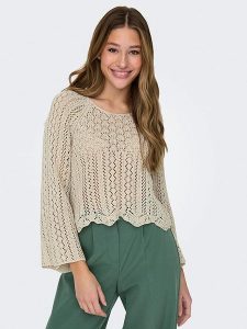 ONLY Sweter w kolorze beżowym rozmiar: XL. Brązowe swetry oversize ONLY, xl, bez wzorów, ze splotem, bez ramiączek. Za 65,69 zł.