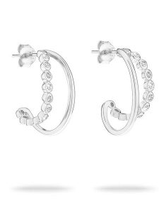 Tamaris Srebrne kolczyki-półkreole z cyrkoniami rozmiar: onesize. Szare kolczyki Tamaris, z cyrkonią, srebrne. Za 201,55 zł.