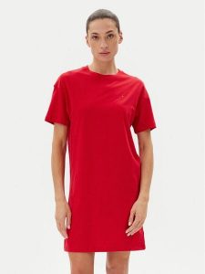 Tommy Hilfiger Koszula nocna UW0UW05767 Czerwony Regular Fit. Czerwone koszule nocne TOMMY HILFIGER, bez wzorów, z bawełny, bez ramiączek. Za 189,99 zł.