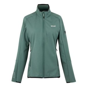 Kurtka damska na pełny zamek Regatta Moutdale. Zielone kurtki Regatta, bez wzorów, z materiału, bez kaptura. Za 271,00 zł.