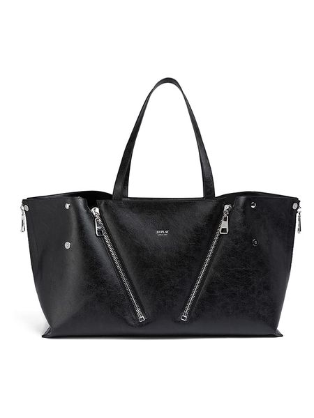 Replay Shopper bag w kolorze czarnym - 50 x 30 x 18 cm rozmiar: onesize. Czarne shopper bag Replay, bez wzorów, z materiału, na ramię, bez dodatków. Za 439,95 zł.
