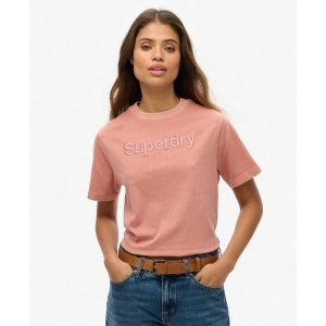 Luźna koszulka z logo Emb Core z bawełny. Czerwone koszulki sportowe Superdry, bez wzorów, z bawełny, bez ramiączek. Za 144,65 zł.