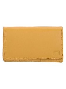 DOUBLE-D Skórzany portfel w kolorze żółtym - 16 x 9 x 3 cm rozmiar: onesize. Żółte portfele DOUBLE D, bez wzorów, z materiału. Za 65,99 zł.