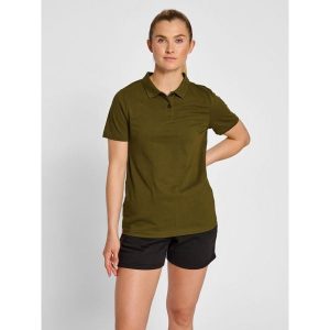 Damska koszulka polo Hummel Red Classic. Zielone bluzki Hummel, s, bez wzorów, z tkaniny, sportowe, bez kołnierzyka, bez ramiączek. Za 127,50 zł.
