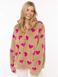 Zwillingsherz Bluza polarowa w kolorze beżowym rozmiar: L. Brązowe bluzy Zwillingsherz, l, bez wzorów, z polaru, bez kaptura. Za 123,95 zł.