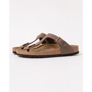 Japonki damskie Birkenstock Gizeh Birkoflor. Zielone klapki Birkenstock, bez wzorów, z materiału, z otwartym noskiem, bez obcasa. Za 359,00 zł.