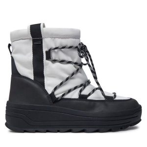 Śniegowce Geox. Białe buty zimowe Geox, bez obcasa, bez zapięcia. Za 409,99 zł.