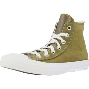 Buty CONVERSE CHUCK TAYLOR ALL STAR HI Zielony. Zielone trampki Converse, bez wzorów, ze skóry, bez zapięcia. Za 202,99 zł.