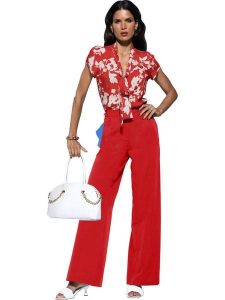 Heine Spodnie w kolorze czerwonym rozmiar: 46. Czerwone spodnie z wysokim stanem Heine, bez wzorów, z materiału, z podwyższonym stanem. Za 82,99 zł.