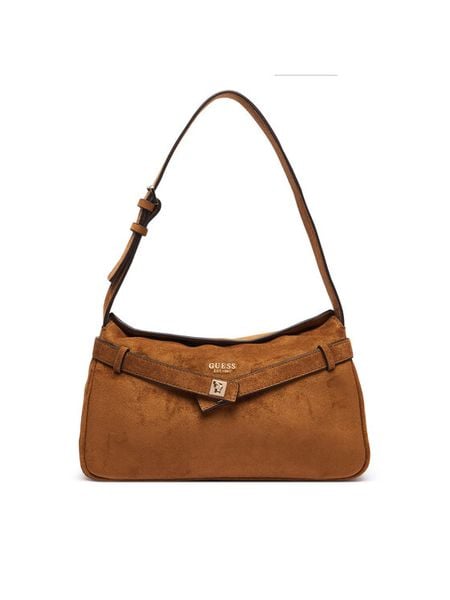 Guess Torebka Ella HWSG97 54180 Brązowy. Brązowe torebki klasyczne Guess, z aplikacjami, z materiału, bez dodatków. Za 511,99 zł.