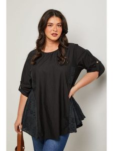 Curvy Lady Bluzka w kolorze czarnym rozmiar: 44/46. Czarne bluzki Curvy Lady, bez wzorów, klasyczne, bez kołnierzyka, bez ramiączek. Za 100,99 zł.