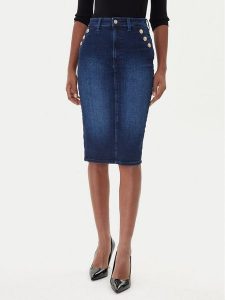 Guess Spódnica jeansowa W5BD1T D0791 Niebieski Regular Fit. Niebieskie spódnice Guess, z aplikacjami, z bawełny. Za 237,00 zł.