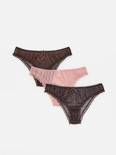 Majtki typu figi 3 pack - ciemnobrązowy. Brązowe figi Reserved, bez wzorów. Za 59,99 zł.