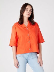 Wrangler Koszula w kolorze pomarańczowym rozmiar: XS. Pomarańczowe koszule Wrangler, xs, bez wzorów, z bawełny, bez kołnierzyka, bez ramiączek. Za 121,99 zł.