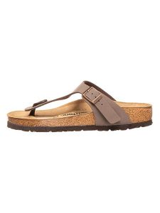Birkenstock Japonki "Gizeh" w kolorze jasnobrązowym rozmiar: 36. Brązowe klapki Birkenstock, bez wzorów, z otwartym noskiem, bez obcasa. Za 377,95 zł.