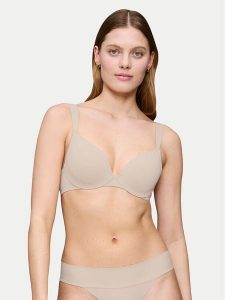 Triumph Biustonosz z fiszbiną Body Make Up Illusion 10217848 Beżowy. Brązowe biustonosze Triumph, bez wzorów, z syntetyku. Za 123,50 zł.