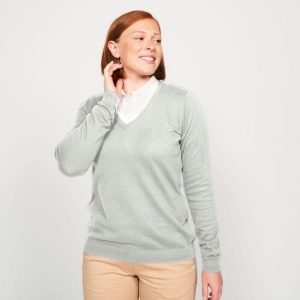 Sweter do golfa damski Inesis MW100. Szare golfy INESIS, bez wzorów, z bawełny. Za 69,99 zł.