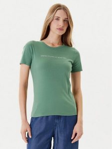United Colors Of Benetton T-Shirt 3GA2E16A2 Zielony Regular Fit. Zielone t-shirty United Colors of Benetton, s, bez wzorów, z bawełny, bez kołnierzyka, bez ramiączek. Za 59,99 zł.