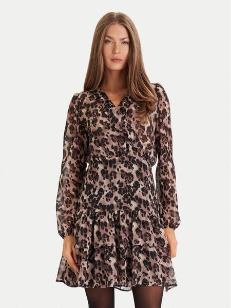 Morgan Sukienka codzienna 252-RLEOL.F Brązowy Regular Fit. Brązowe kombinezony Morgan, bez wzorów, z syntetyku, bez kołnierzyka, bez ramiączek. Za 269,99 zł.