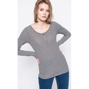 Haily's - Bluzka. Szare bluzki marki Haily's, z dzianiny, casualowe, z okrągłym kołnierzem, z krótkim rękawem. W wyprzedaży za 24,90 zł.