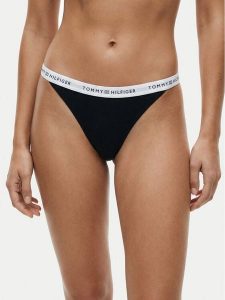 Tommy Hilfiger Stringi UW0UW06228 Czarny. Czarne stringi TOMMY HILFIGER, bez wzorów, z bawełny. Za 69,99 zł.