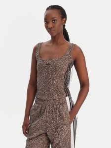 Adidas Top KD8822 Beżowy Slim Fit. Brązowe topy ADIDAS, m, bez wzorów, z syntetyku, bez kołnierzyka, bez ramiączek. Za 149,99 zł.