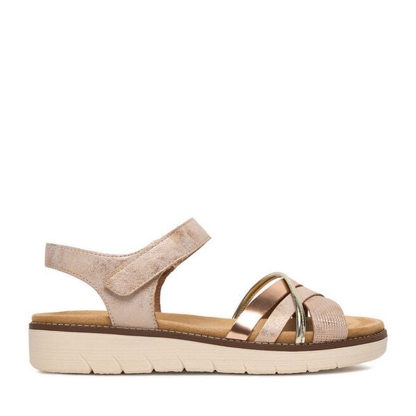 Sandały Remonte. Czerwone sandały Remonte, bez wzorów, bez obcasa, na płaskiej podeszwie, bez zapięcia. Za 339,99 zł.