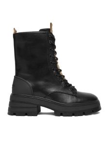 Nine West Trzewiki CEO-TALIA-01 Czarny. Czarne botki Nine West, bez wzorów, z materiału, bez obcasa, na płaskiej podeszwie, bez zapięcia. Za 289,99 zł.