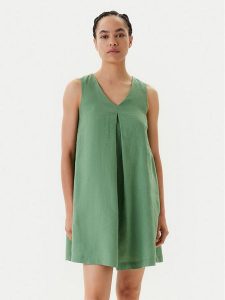 United Colors Of Benetton Sukienka letnia 4AGHDV0AX Zielony Relaxed Fit. Zielone kombinezony United Colors of Benetton, na lato, xxl, bez wzorów, ze lnu, bez kołnierzyka, bez ramiączek. Za 179,99 zł.