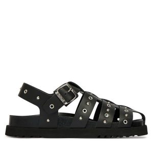 Sandały Scholl. Czarne sandały Scholl, bez wzorów, bez obcasa, na płaskiej podeszwie, bez zapięcia. Za 589,99 zł.