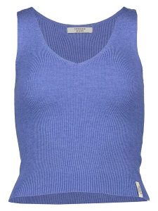 Copenhagen Studios Top w kolorze niebieskim rozmiar: 32. Niebieskie topy Copenhagen Studios, bez wzorów, prążkowane, bez kołnierzyka, bez ramiączek. Za 44,30 zł.