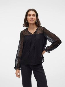 Vero Moda Bluzka w kolorze czarnym rozmiar: XS. Czarne bluzki Vero Moda, xs, bez wzorów, z poliesteru, bez kołnierzyka, bez ramiączek. Za 39,49 zł.