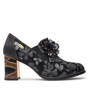 Półbuty Laura Vita. Czarne czółenka LAURA VITA, bez wzorów, bez obcasa, na obcasie, bez zapięcia. Za 479,99 zł.