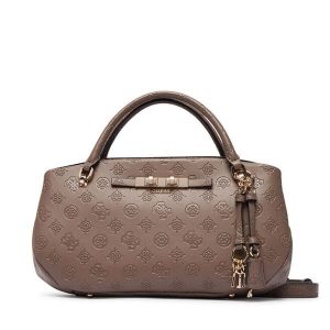 Torebka Guess. Brązowe kuferki Guess, z aplikacjami, bez dodatków. Za 584,99 zł.