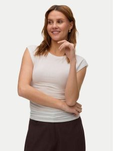 Vero Moda T-Shirt Avasarah 10342876 Biały Slim Fit. Białe t-shirty Vero Moda, l, bez wzorów, z lyocellu, bez kołnierzyka, bez ramiączek. Za 89,99 zł.