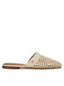 Tommy Hilfiger Klapki Crochet Mule FW0FW08413 Écru. Klapki TOMMY HILFIGER, bez wzorów, ze skóry, bez obcasa. Za 349,99 zł.