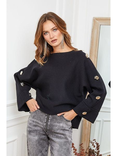Joséfine Sweter "Marole" w kolorze czarnym rozmiar: L. Czarne swetry oversize Joséfine, l, bez wzorów, bez ramiączek. Za 177,95 zł.