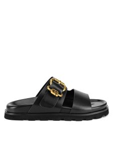 Gino Rossi Klapki 4781-25 Czarny. Czarne klapki Gino Rossi, bez wzorów, ze skóry, bez obcasa. Za 329,99 zł.