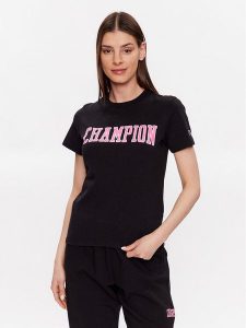 Champion T-Shirt 116084 Czarny Custom Fit. Czarne t-shirty Champion, m, bez wzorów, z bawełny, bez kołnierzyka, bez ramiączek. Za 179,99 zł.