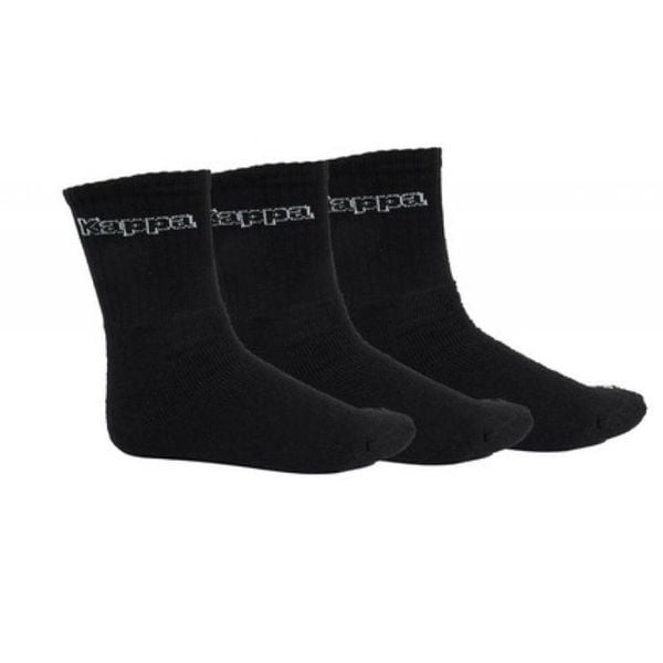 Długie Skarpety Unisex Dla Dorosłych (zestaw 3 Sztuk). Czarne skarpetki Kappa, bez wzorów. Za 48,99 zł.