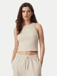 Adidas Top Kit Small Logo Rib Tank KS7834 Kremowy Slim Fit. Białe topy ADIDAS, xs, bez wzorów, z bawełny, bez kołnierzyka, bez ramiączek. Za 129,99 zł.