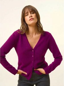 Just Cashmere Kaszmirowy kardigan "Norma" w kolorze fioletowym rozmiar: 2XL. Różowe kardigany Just Cashmere, z kaszmiru. Za 452,45 zł.