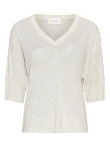 MOSS COPENHAGEN Bluzka w kolorze kremowym rozmiar: L/XL. Brązowe bluzki Moss Copenhagen, l, bez wzorów, bez kołnierzyka, bez ramiączek. Za 118,56 zł.
