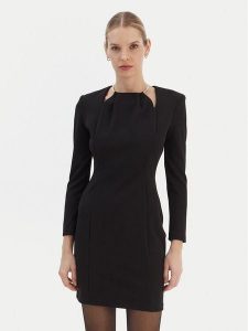 Rinascimento Sukienka koktajlowa CFC0126529003 Czarny Slim Fit. Czarne sukienki Rinascimento, xl, bez wzorów, z syntetyku, wizytowe, bez kołnierzyka, bez ramiączek. Za 619,99 zł.