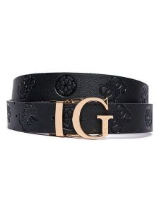 Guess Pasek w kolorze bordowym rozmiar: 95. Czerwone paski Guess, z aplikacjami, z materiału. Za 243,84 zł.