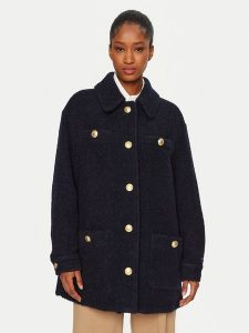 Tommy Hilfiger Płaszcz wełniany WW0WW43762 Granatowy Regular Fit. Niebieskie płaszcze TOMMY HILFIGER, na zimę, bez wzorów, z wełny, bez kaptura. Za 899,99 zł.