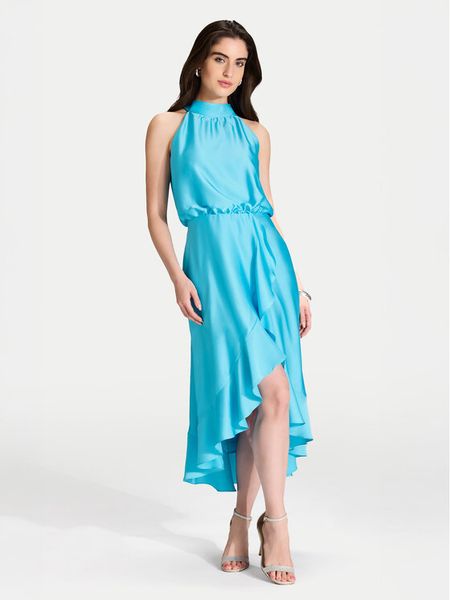 Swing Sukienka koktajlowa 5AH04500 Niebieski Regular Fit. Niebieskie kombinezony Swing, bez wzorów, z syntetyku, wizytowe, bez kołnierzyka, bez ramiączek. Za 389,99 zł.