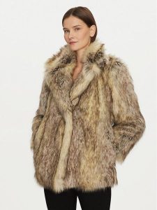 Imperial Futro V9990022S Beżowy Regular Fit. Brązowe płaszcze Imperial, m, bez wzorów, z futra, bez kaptura. Za 929,99 zł.
