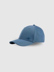 4F Czapka z daszkiem snapback uniseks - niebieska XS/S (56cm). Niebieskie czapki 4f, bez wzorów, z bawełny, klasyczne. Za 59,99 zł.